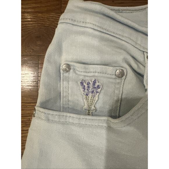 Levi’s Silver Tab Jeans Womens Mom Jean 27/29 Light Wash Lavender Print Flower - Picture 5 of 16